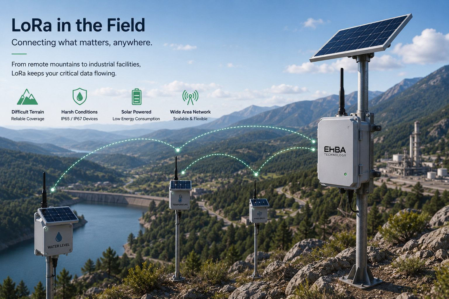 LoRa sensor deployment across a remote industrial and environmental landscape